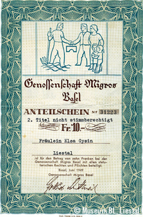 Migros-Anteilschein, 1949
