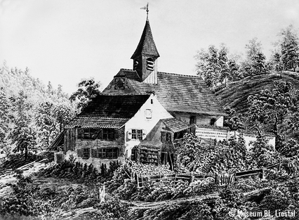 Kirche und Schulhaus Reigoldswil, 1800
