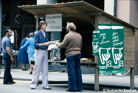 Abstimmungswerbung in Liestal, 1978